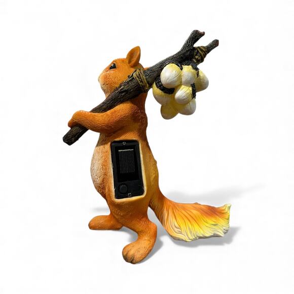 11” Solar Squirrel Garden Statue with Light, Outdoor Yard Decor Lawn Ornament - Picture 6 of 9